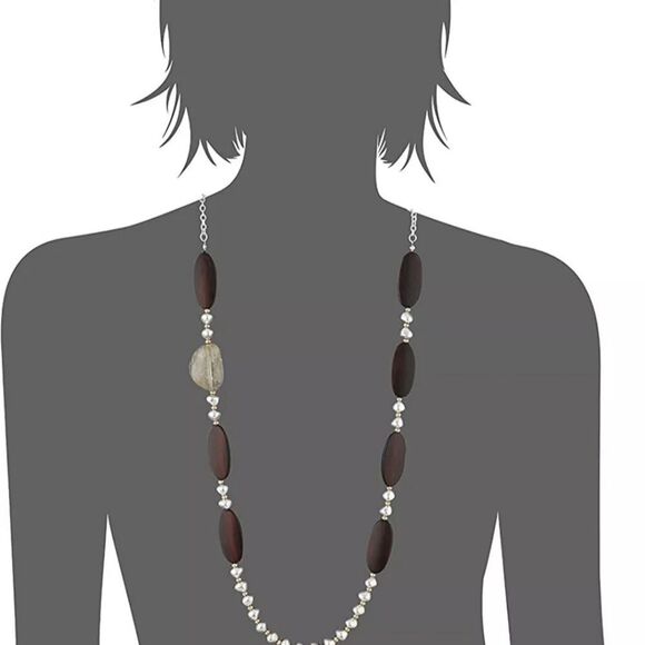 The SAK 30" Beaded Brown Strand Necklace NWT - Picture 2 of 3